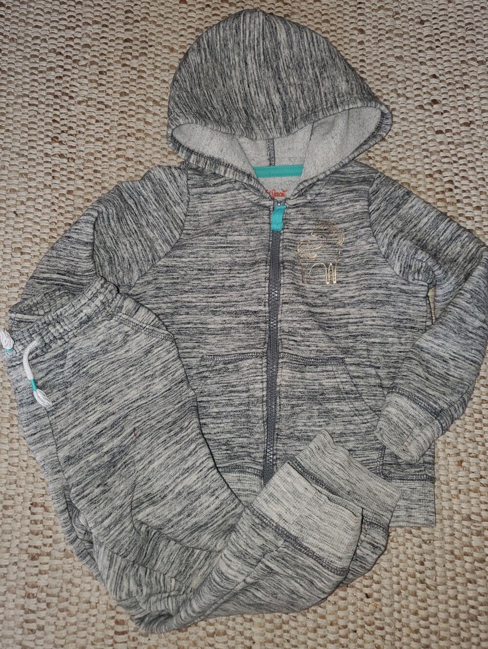 Kids' 3T Heather Gray Hooded Zip Jacket and Jogger Set - Casual Activewear